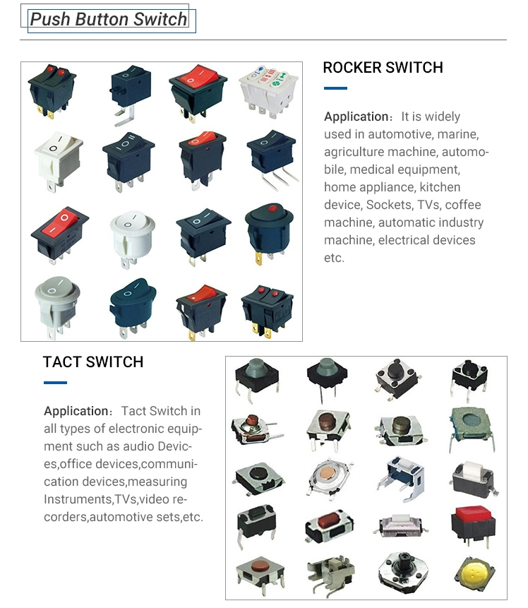 Panel Mounting Quick Connect Terminal Push Button Switch Momentary Rocker Switch 3A/6A on-off-on Spdt for Power Control (KCD1-11-003)