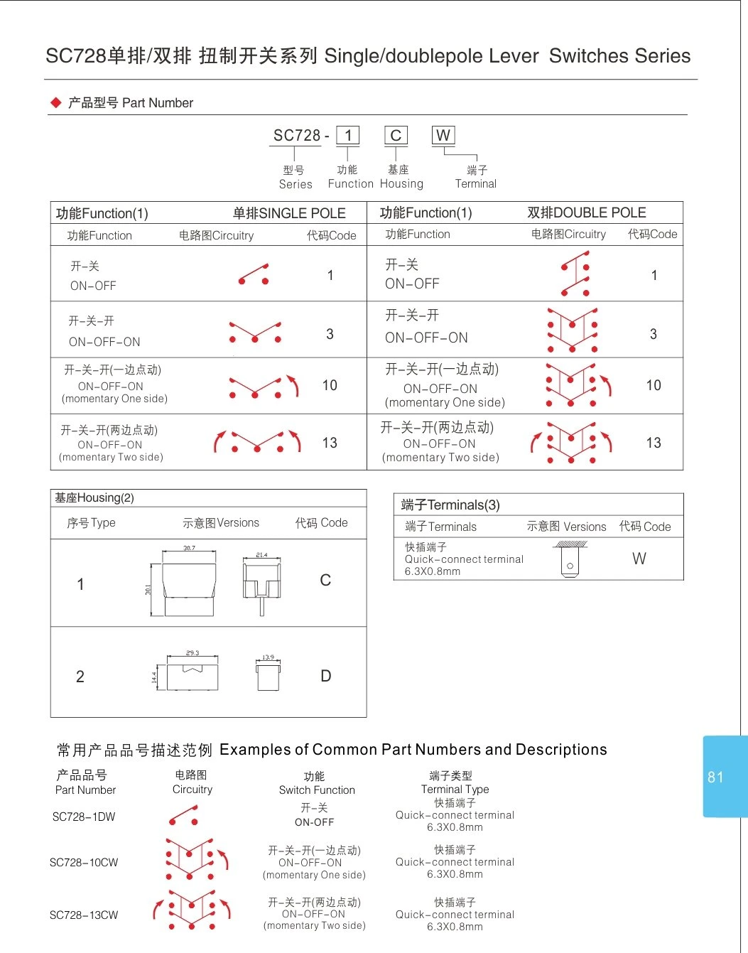 Baokezhen Sc728 10A 250VAC on-off/on-off-on Reset Toggle Switch